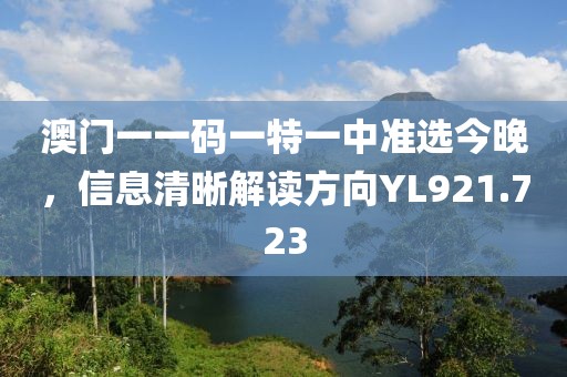 澳门一一码一特一中准选今晚，信息清晰解读方向YL921.723