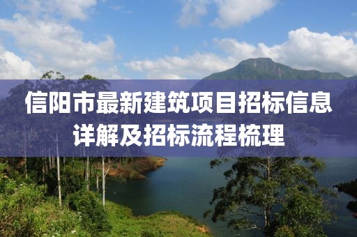 信阳市最新建筑项目招标信息详解及招标流程梳理
