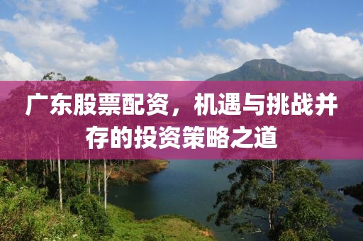 广东股票配资，机遇与挑战并存的投资策略之道
