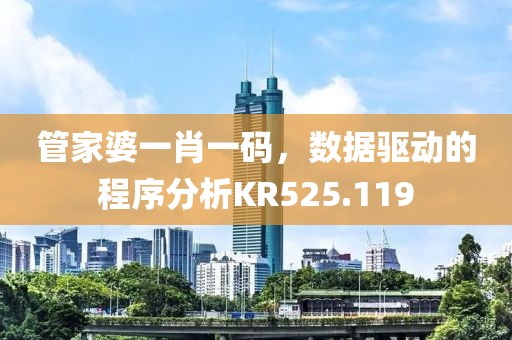 管家婆一肖一码，数据驱动的程序分析KR525.119