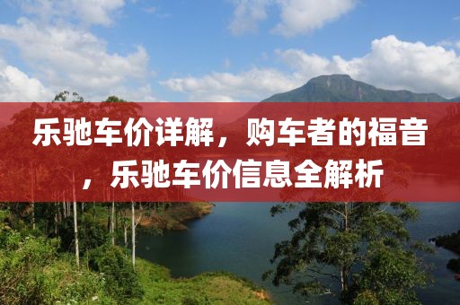 乐驰车价详解，购车者的福音，乐驰车价信息全解析