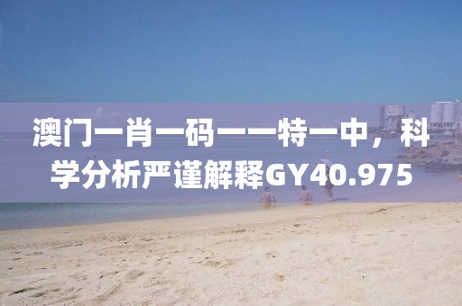 澳门一肖一码一一特一中，科学分析严谨解释GY40.975