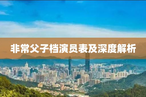 非常父子档演员表及深度解析