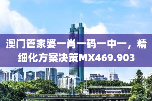 澳门管家婆一肖一码一中一，精细化方案决策MX469.903