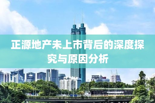 正源地产未上市背后的深度探究与原因分析