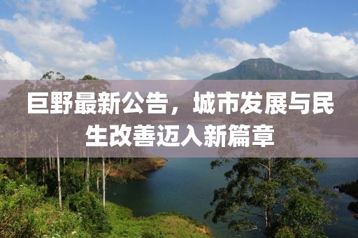 巨野最新公告，城市发展与民生改善迈入新篇章