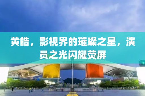 黄皓，影视界的璀璨之星，演员之光闪耀荧屏