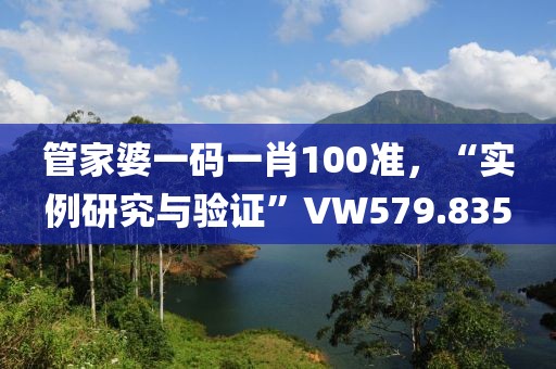 管家婆一码一肖100准，“实例研究与验证”VW579.835