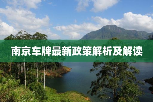 南京车牌最新政策解析及解读