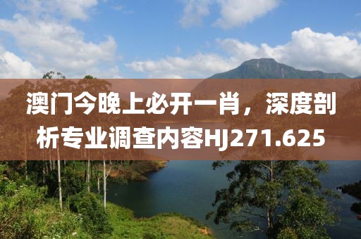 澳门今晚上必开一肖，深度剖析专业调查内容HJ271.625