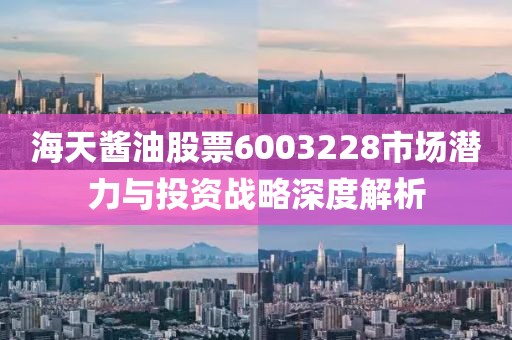 海天酱油股票6003228市场潜力与投资战略深度解析