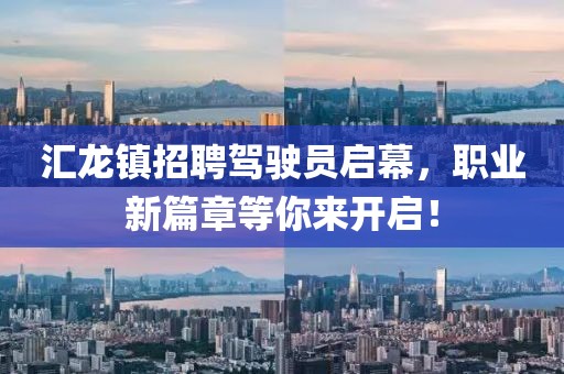 汇龙镇招聘驾驶员启幕，职业新篇章等你来开启！