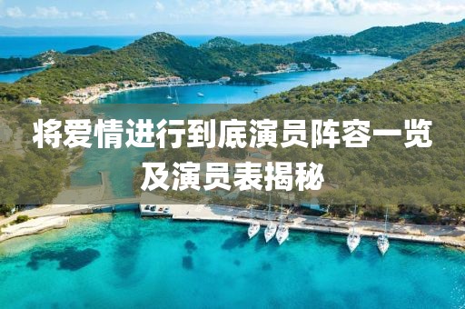 将爱情进行到底演员阵容一览及演员表揭秘