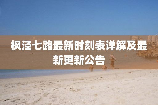 枫泾七路最新时刻表详解及最新更新公告