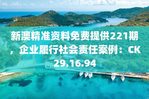 新澳精准资料免费提供221期，企业履行社会责任案例：CK29.16.94
