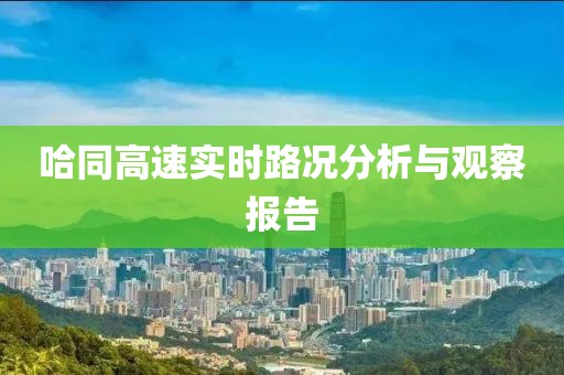 哈同高速实时路况分析与观察报告