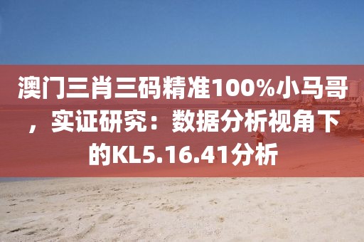 澳门三肖三码精准100%小马哥，实证研究：数据分析视角下的KL5.16.41分析