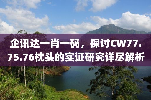 企讯达一肖一码，探讨CW77.75.76枕头的实证研究详尽解析
