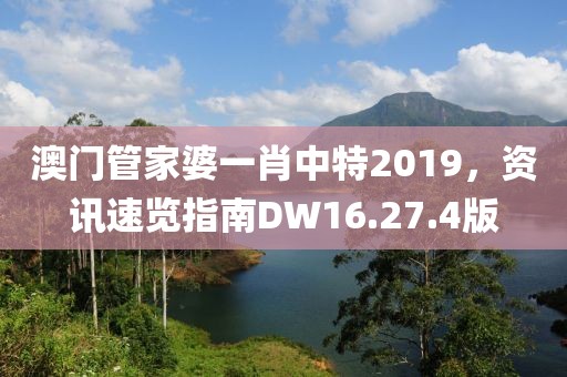 澳门管家婆一肖中特2019，资讯速览指南DW16.27.4版