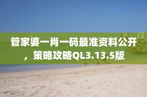 管家婆一肖一码最准资料公开，策略攻略QL3.13.5版