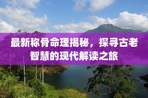 最新称骨命理揭秘，探寻古老智慧的现代解读之旅