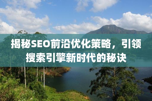 揭秘SEO前沿优化策略，引领搜索引擎新时代的秘诀