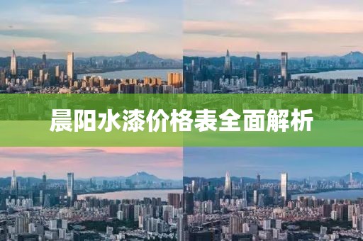 晨阳水漆价格表全面解析