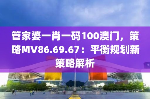 管家婆一肖一码100澳门，策略MV86.69.67：平衡规划新策略解析