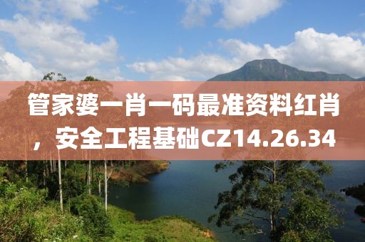 管家婆一肖一码最准资料红肖，安全工程基础CZ14.26.34